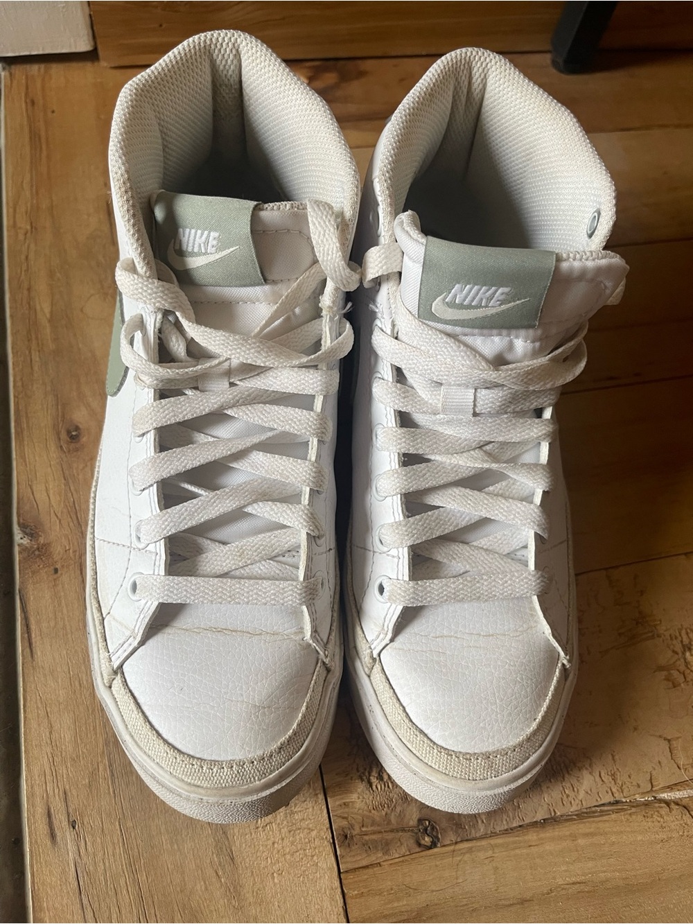 Nike Court Legacy White and Green High-Top Sneakers